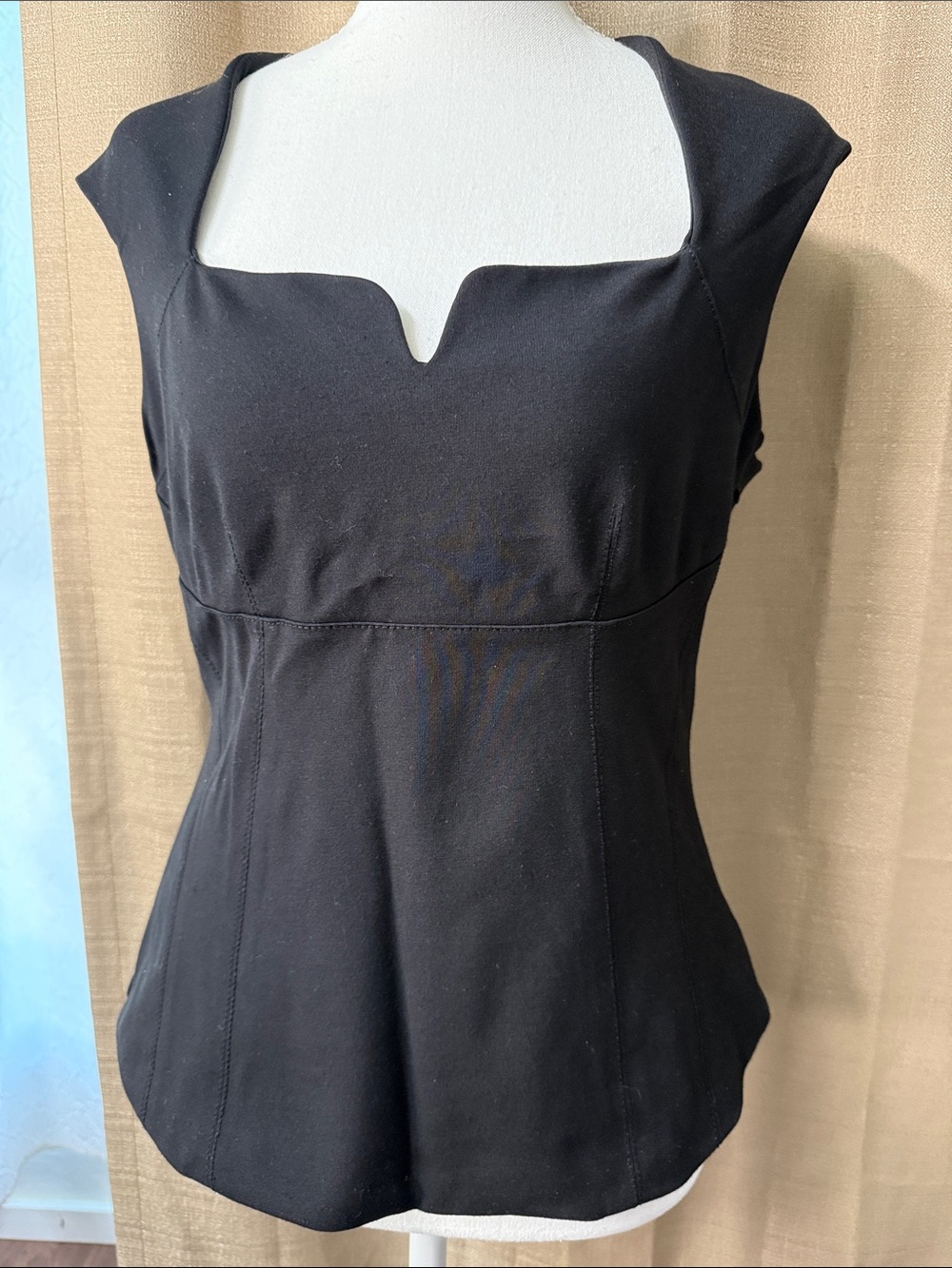 White House Black Market Black Square-Notch Cap Sleeve Tunic